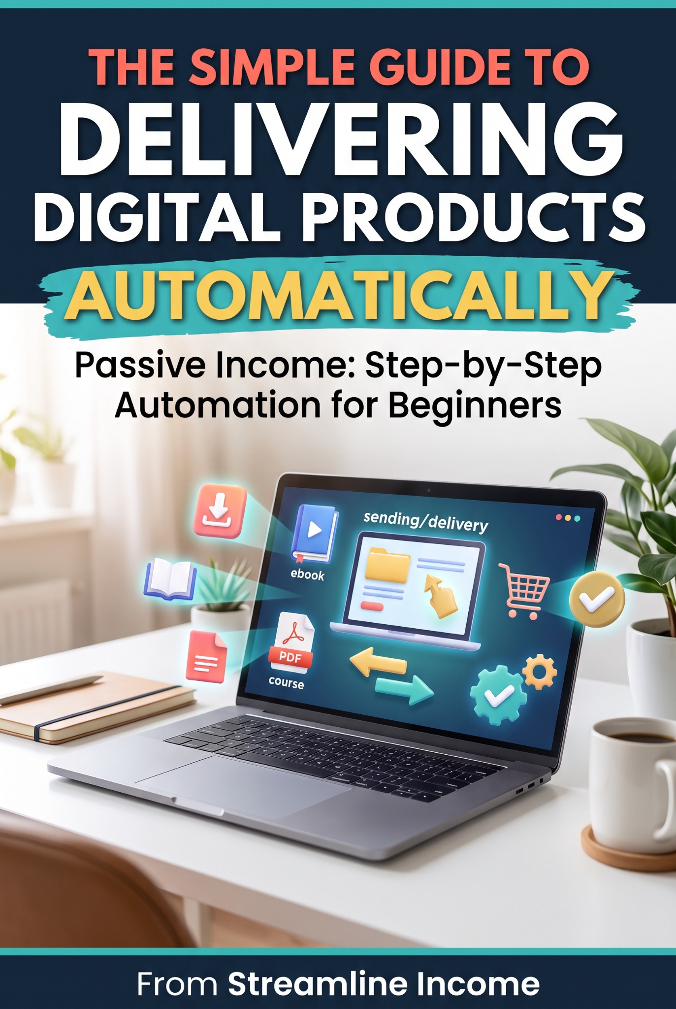 The Simple Guide to Delivering Digital Products Automatically: Pinterest graphic from Streamline Income